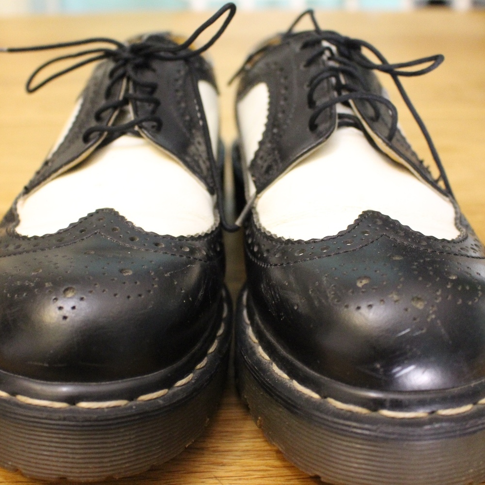Dr. Martens Black and White Bee Brogue Oxford.
